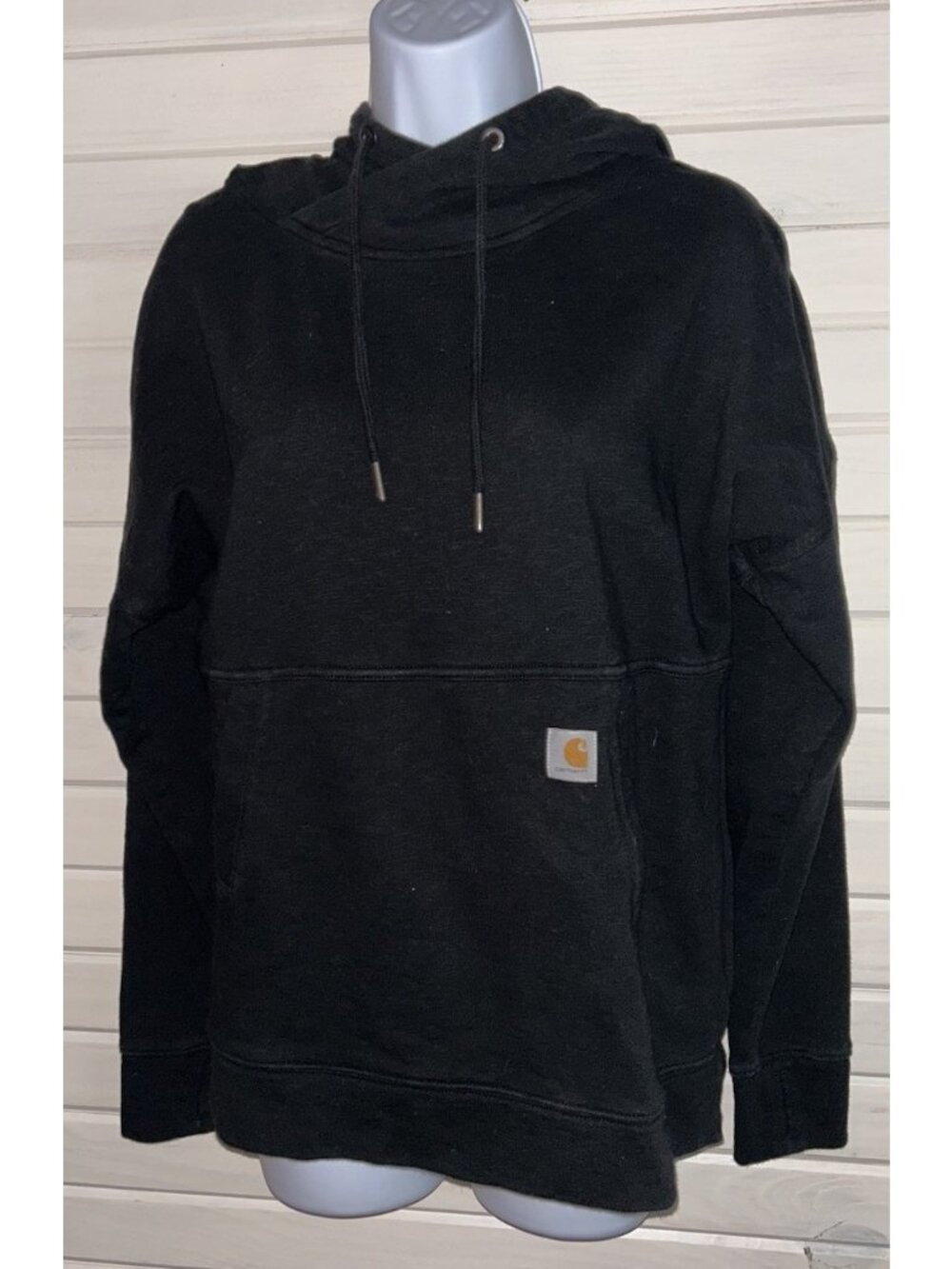 Carhartt Sz SMALL Newberry Hoodie Black Hooded Relaxed Fit Sweatshirt 103591 EUC